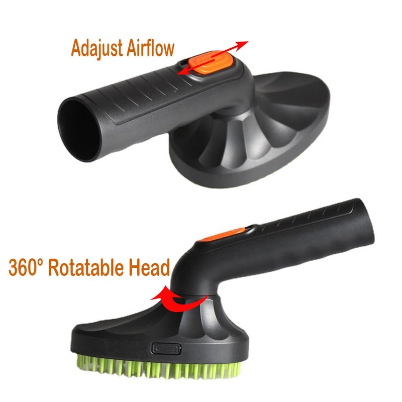 ECOMAID Pet Hair Brush, 1.25"(32mm) Vacuum Cleaner Attachment for Dog & Cat Grooming, 360-degree Rotatable Head, Easy to Wash, Fits Most Vacuum Cleaners, Green - Image 2